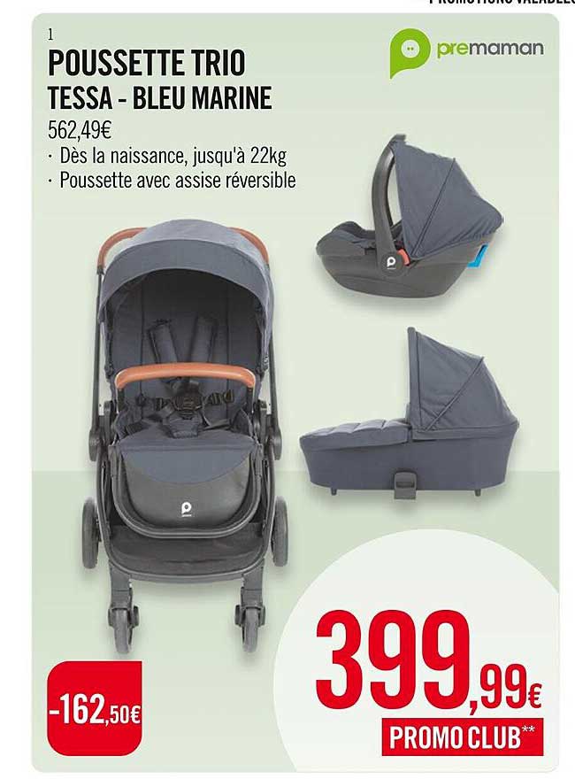 poussette trio tessa - bleu marine premaman