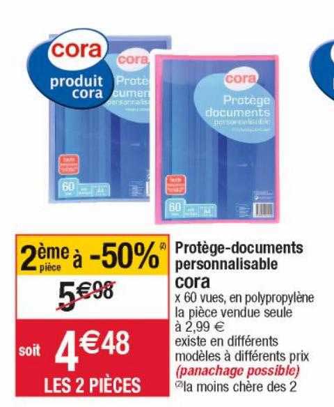 protège-documents  personnalisable cora 2ème pièce à -50%