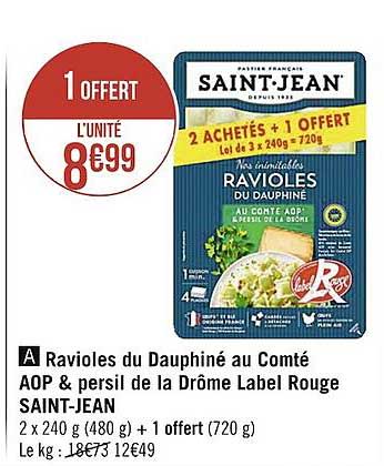 ravioles du dauphiné au comté aop & persil de la drôme label rouge saint-jean