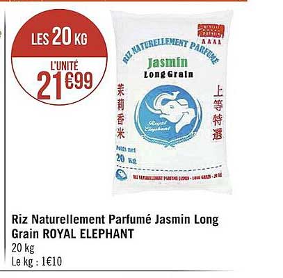 riz naturellement parfumé jasmin long grain royal éléphant