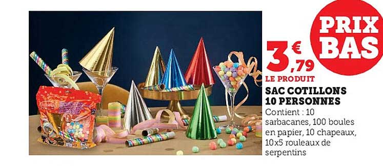 sac cotillons 10 personnes