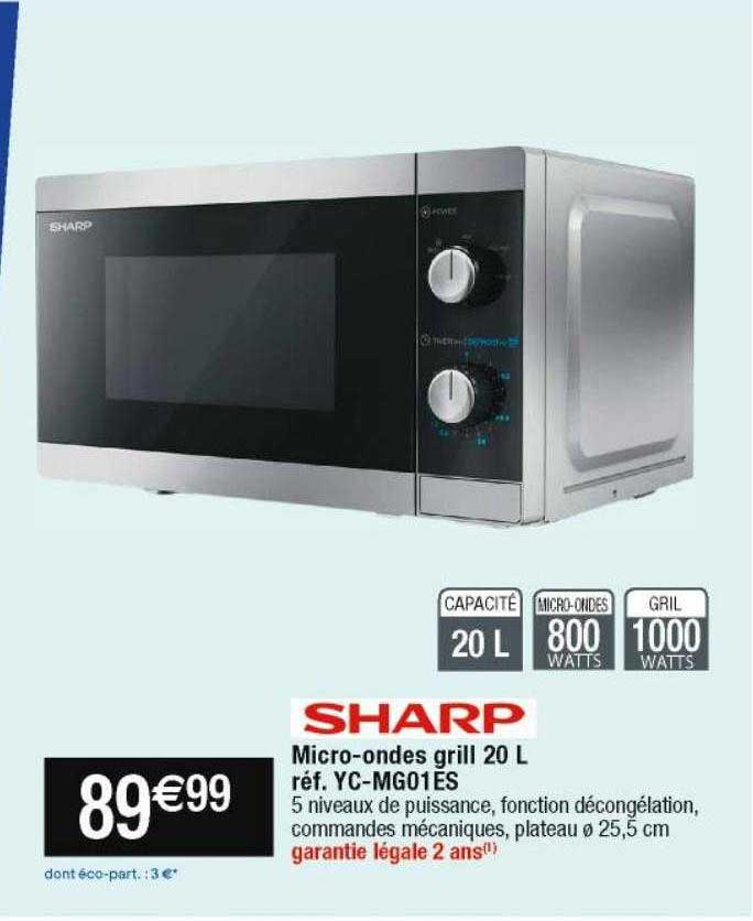 sharp micro-ondes grill 20 l yc-mg01es