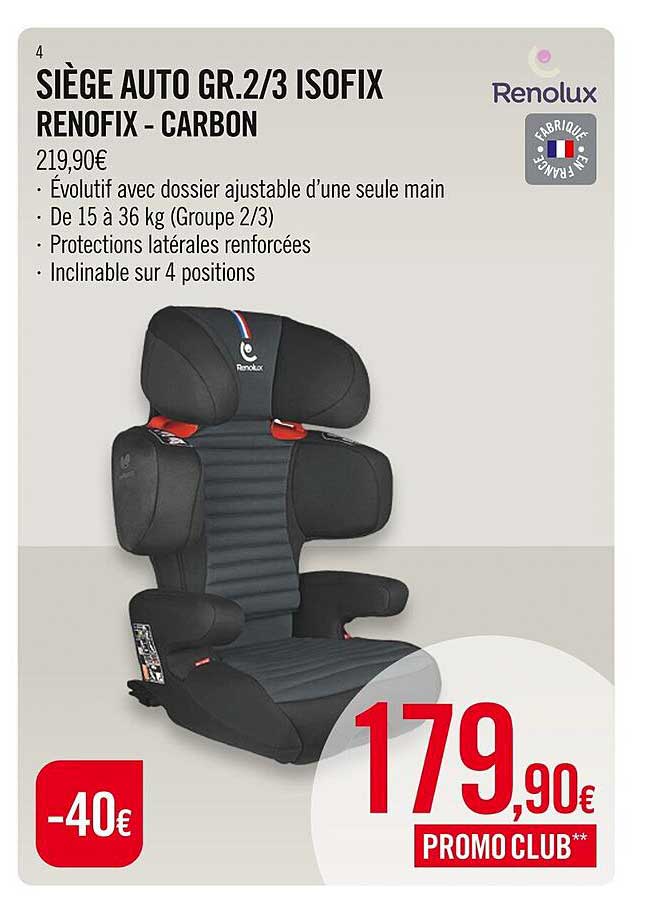 siège auto gr.2-3 isofix renofix - carbon