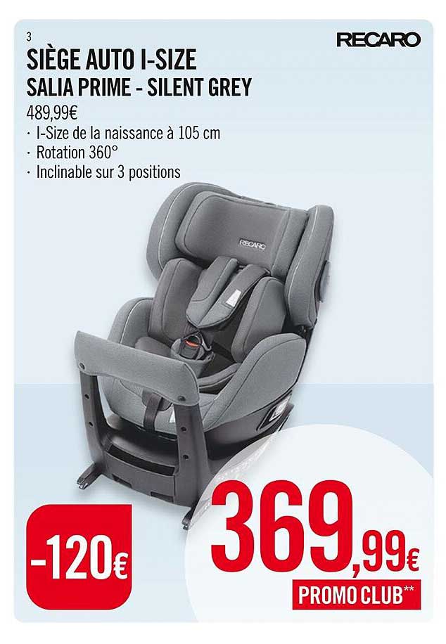 siège auto i-size salia prime - silent grey recaro