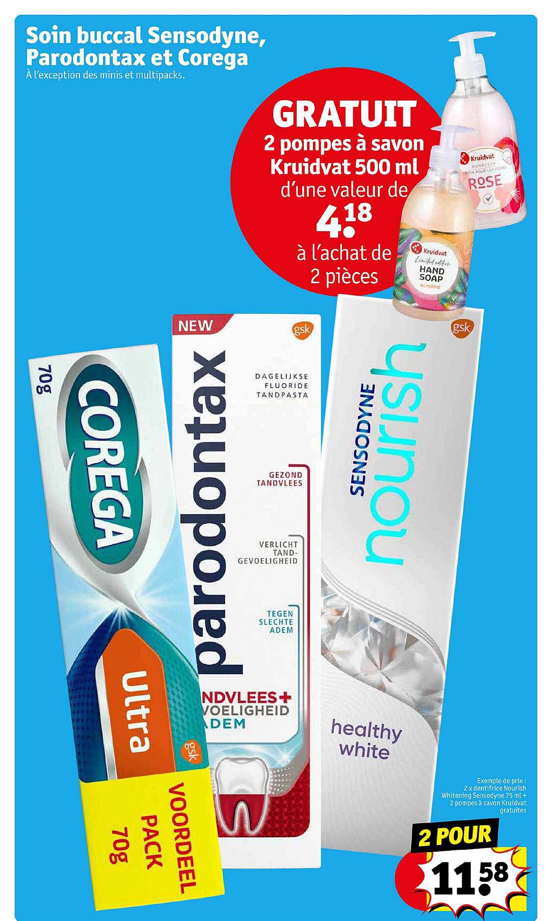 soin buccal sensodyne, parodontax et corega