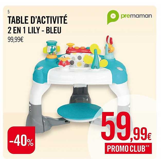 table d'activité 2 en 1 lily - bleu premaman