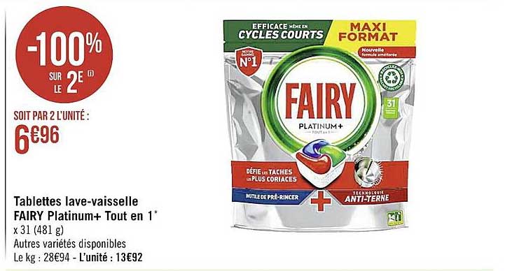 tablettes lave-vaisselle fairy platinum+ tout en 1