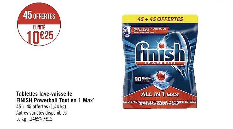 tablettes lave-vaisselle finish powerball tout en 1 max