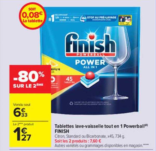 tablettes lave-vaisselle tout en 1 powerball finish