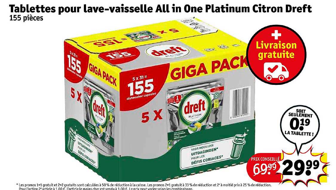 Tablettes Pour Lave-vaisselle All In One Platinum Citron Dreft