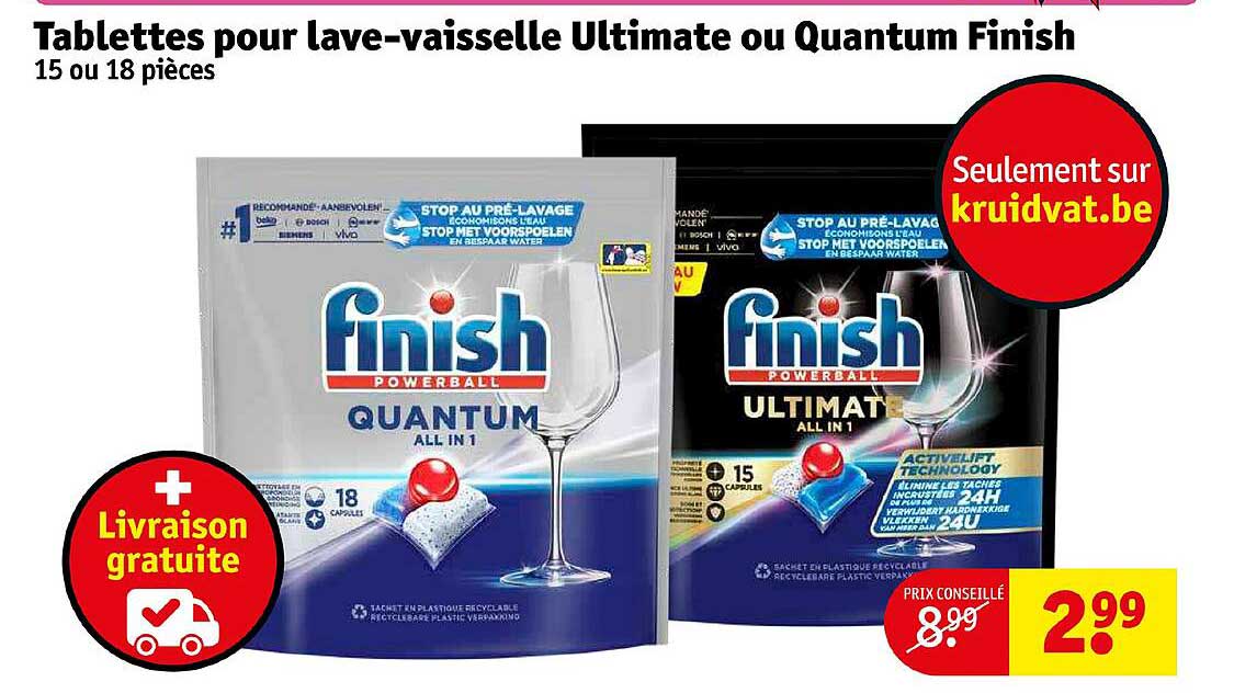 tablettes pour lave-vaisselle ultimate ou quantum finish