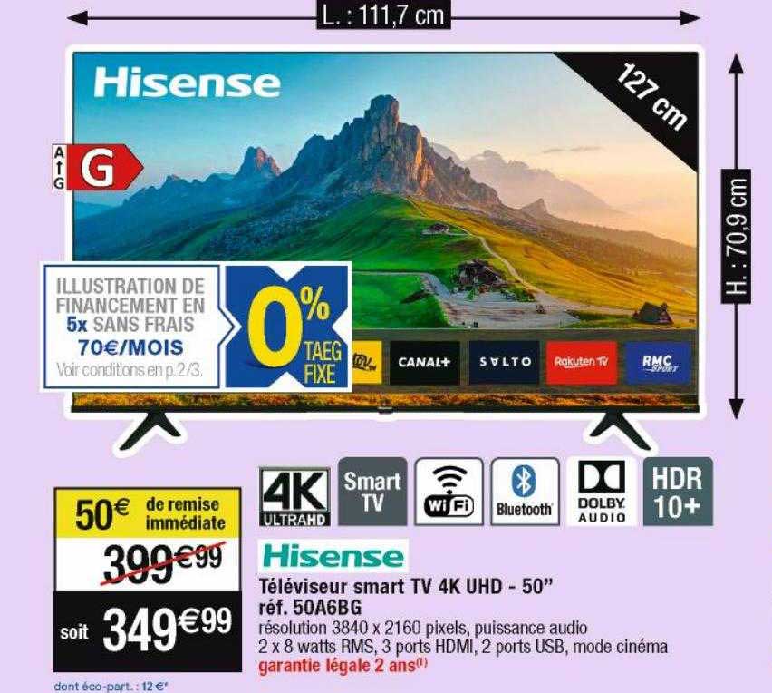 Téléviseur Smart Tv 4k Uhd - 50" Hisense