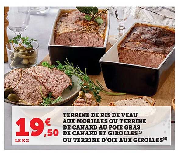 terrine de ris de veau aux morilles ou terrine de canard et girolles ou terrine d'oie aux girolles
