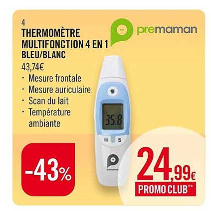 thermomètre multifonction 4 en 1 bleu-blanc premaman