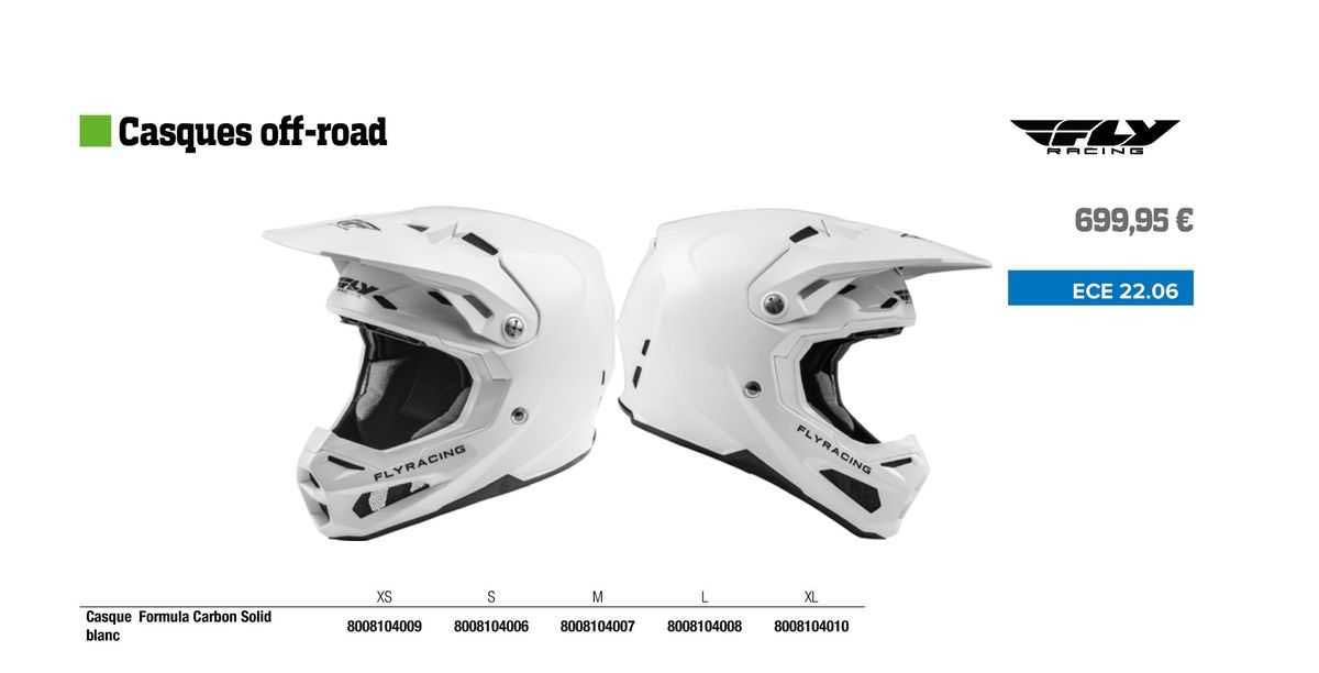 casque formula carbon solid blanc fly racing