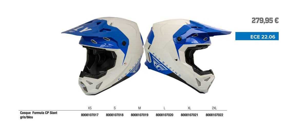 casque formula cp slant gris/bleu fly racing