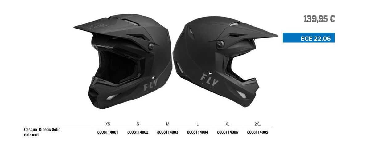 casque kinetic solid noir mat fly racing