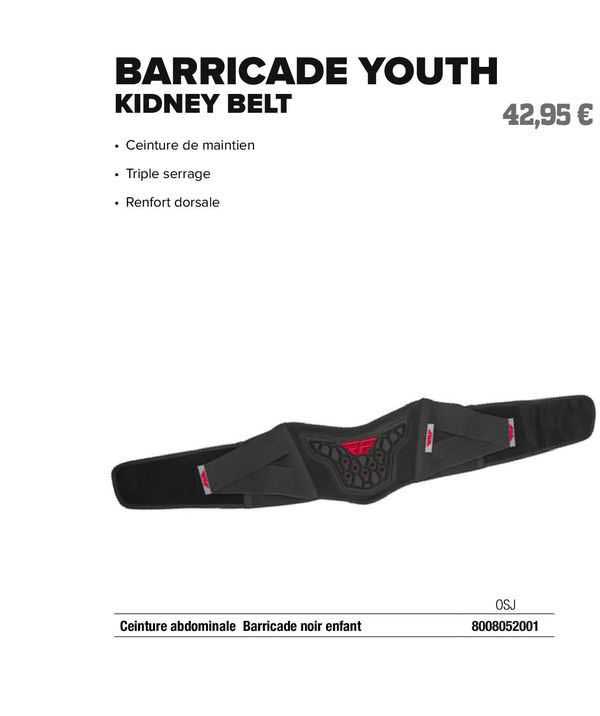 ceinture abdominale barricade noir enfant