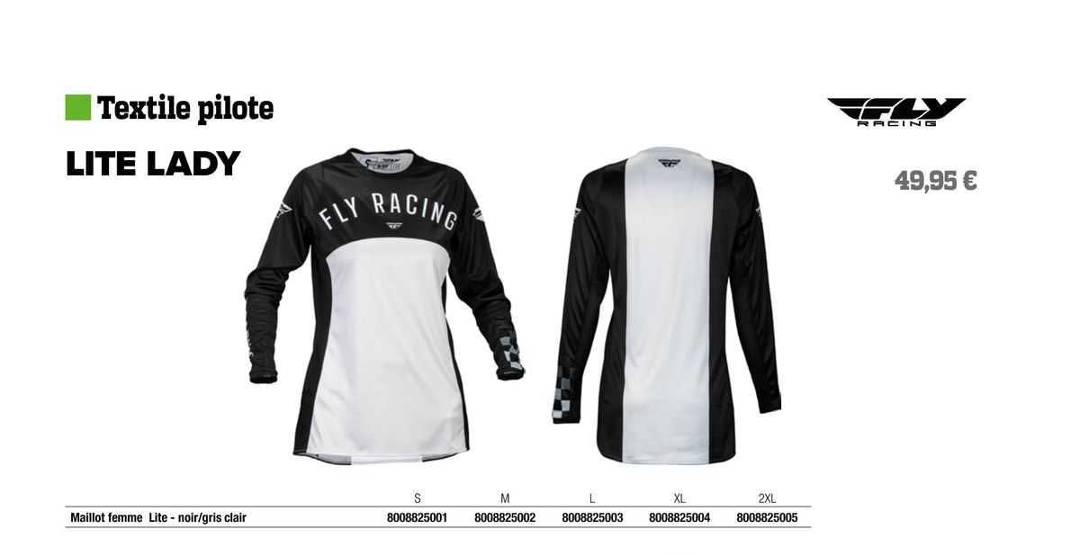maillot femme lite - noir/gris clair fly racing