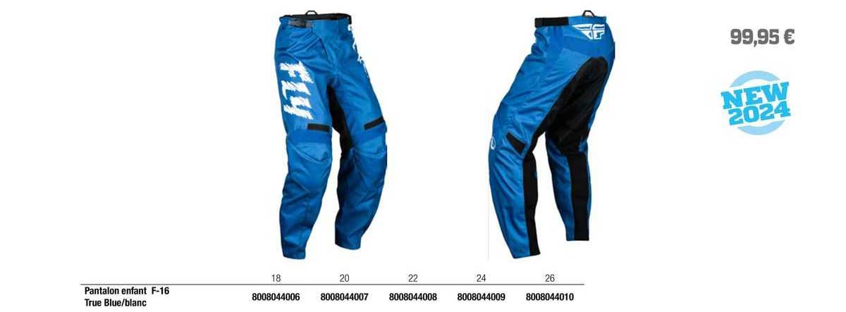 pantalon enfant f-16 true blue/blanc fly