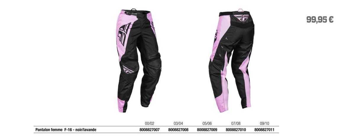 pantalon femme f-16 - noir/lavande fly racing