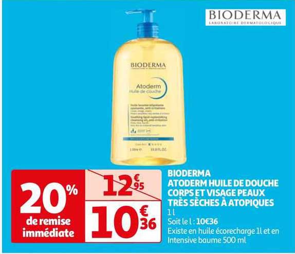 bioderma atoderm huile de douche corps et visage peaux très sèches à atopiques