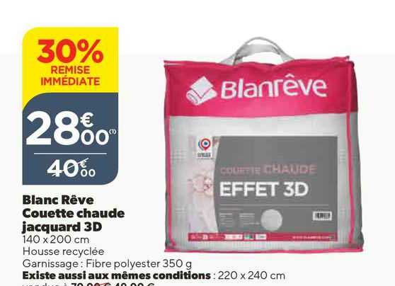 Blanc Rêve Couette Chaude Jacquard 3d  140 X 200 Cm