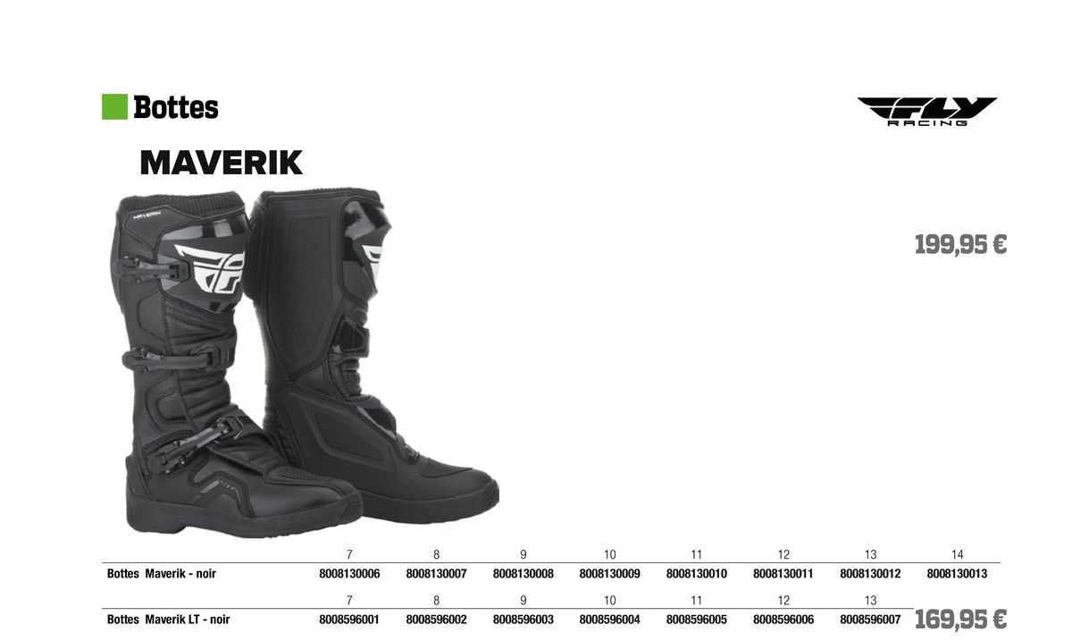 bottes maverik - noir, bottes maverik lt - noir fly racing