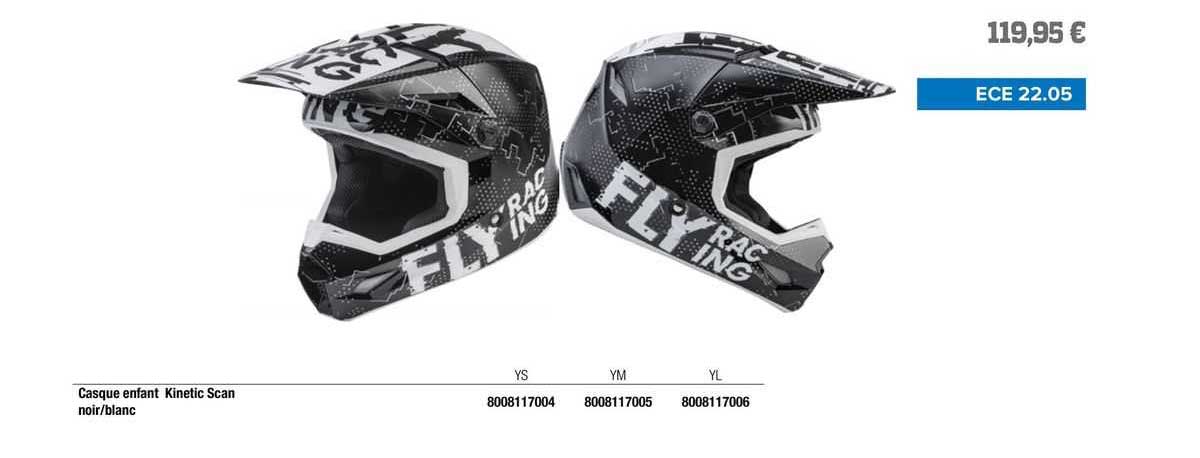 casque enfant kinetic scan noir/blanc