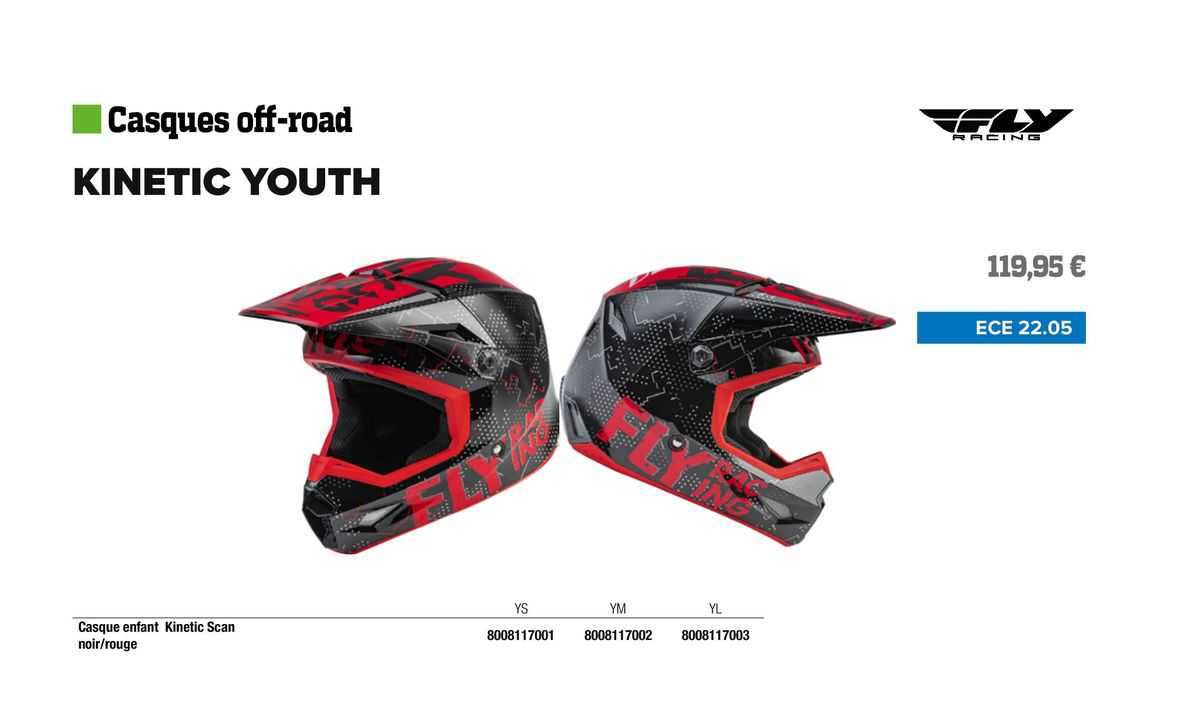casque enfant kinetic scan noir/rouge fly racing