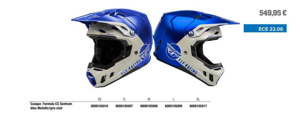casque formula cc centrum bleu metallic/gris clair fly racing