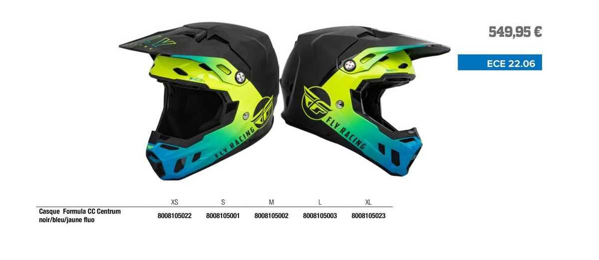 casque formula cc centrum noir/bleu/jaune fluo fly racing