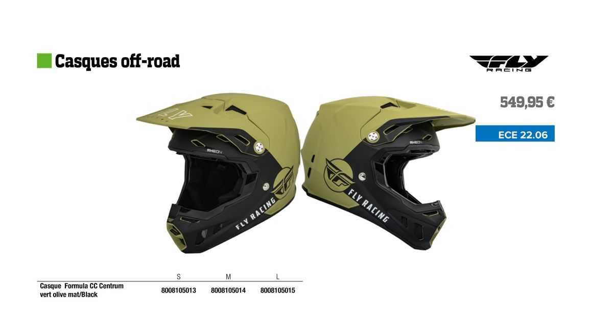 casque formula cc centrum vert olive mat/black fly racing