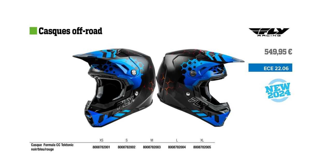 casque formula cc tektonic noir/bleu/rouge fly racing