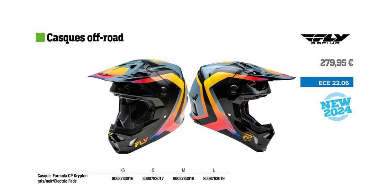 casque formula cp krypton gris/noir/electric fade fly racing