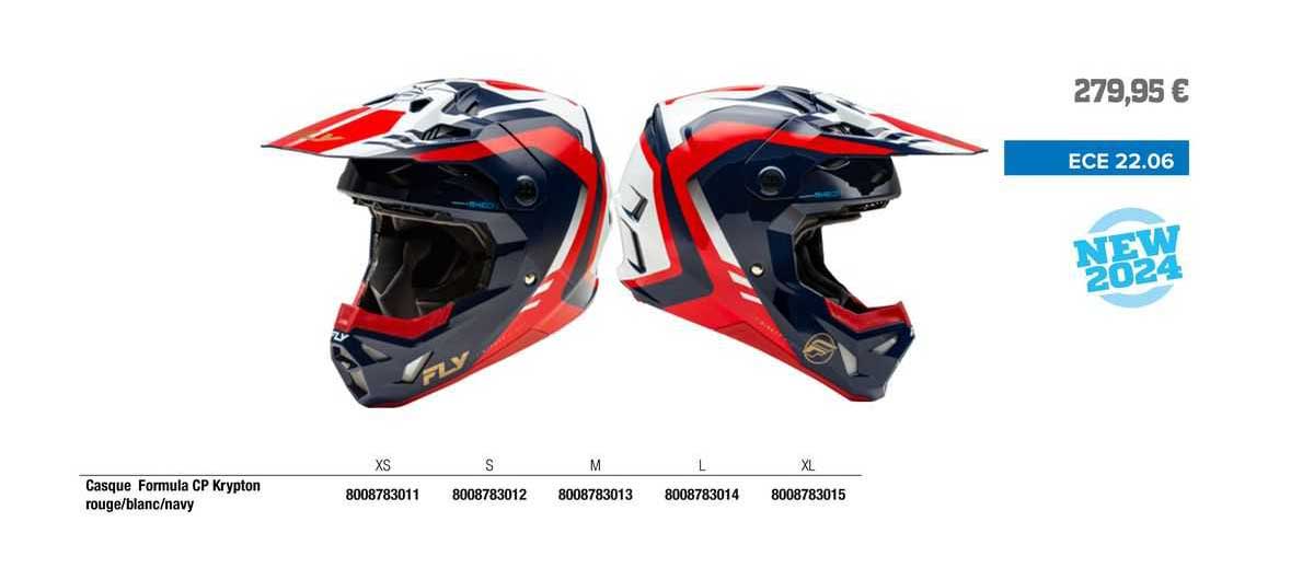 casque formula cp krypton rouge/blanc/navy fly