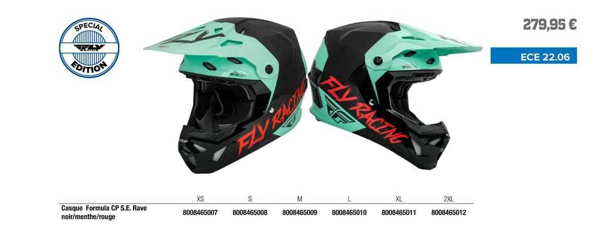 casque formula cp s.e. rave noir/menthe/rouge fly racing