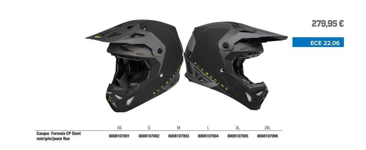 casque formula cp slant noir/gris/jaune fluo fly racing