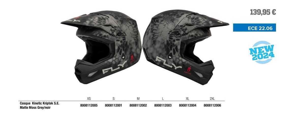 casque kinetic kriptek s.e. matte moss grey/noir fly