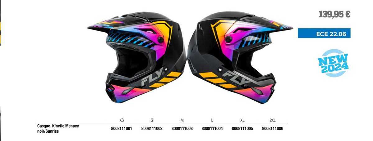casque kinetic menace noir/sunrise fly racing