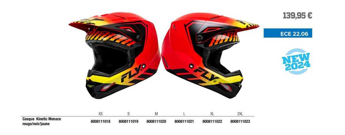 casque kinetic menace rouge/noir/jaune fly racing