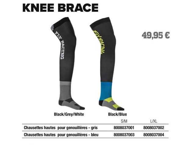Chaussettes Hautes Pour Genouillères - Gris, Chaussettes Hautes Pour Genouillères - Bleu Fly Racing