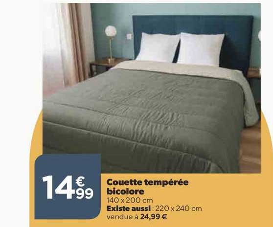 couette tempérée bicolore 140 x 200 cm existe aussi 220 x 240 cm