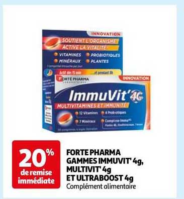 forte pharma gammes immuvit' 4 g, multivit' 4 g et ultraboost 4 g
