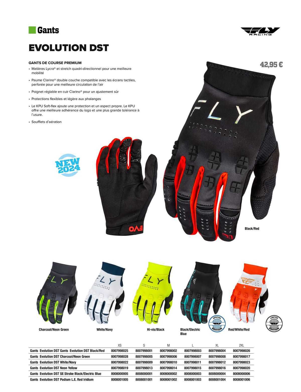 gants de course premium évolution dst fly racing