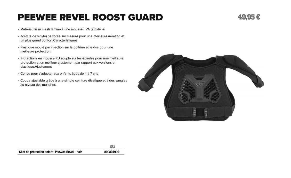 gilet de protection enfant peewee revel - noir