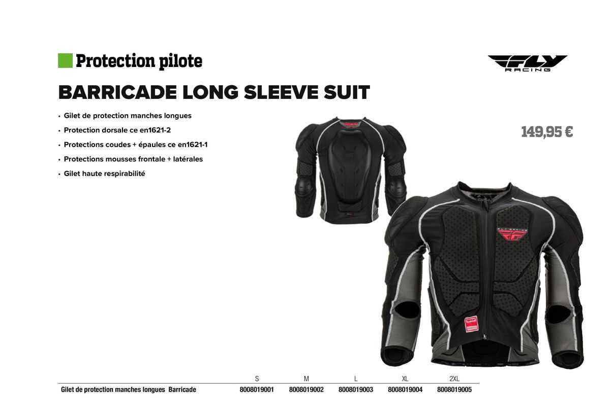 gilet de protection manches longues barricade fly racing
