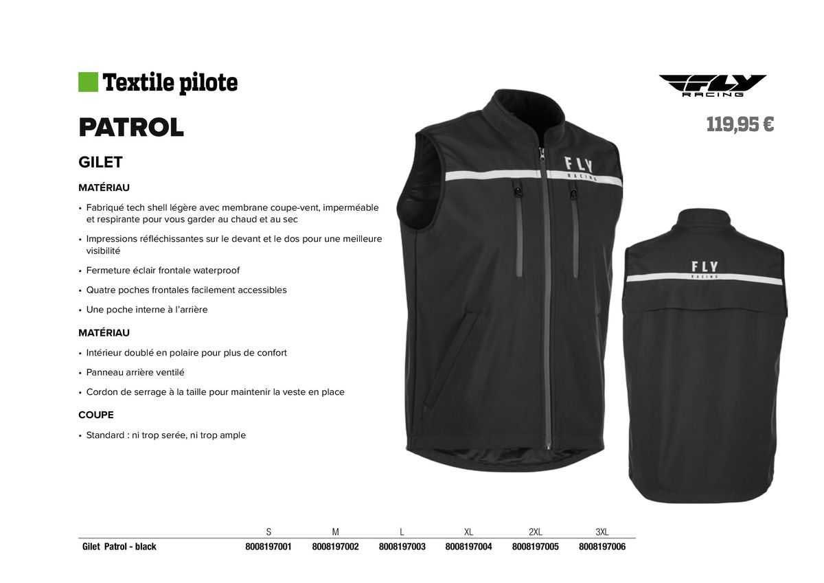 gilet patrol fly racing