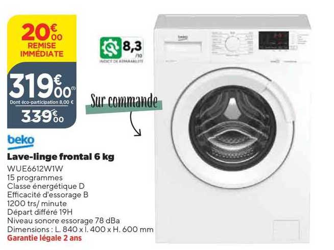 lave-linge frontal 6 kg beko