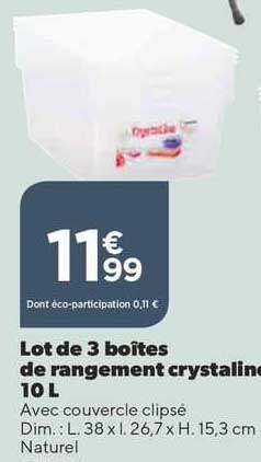 Lot De 3 Boîtes De Rangement Crystaline 10 L